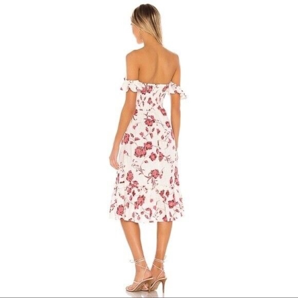 Misa Los Angeles Oona strapless floral midi Dress Abstract Peony 33940 - Picture 4 of 14